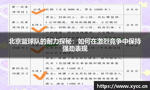 北京篮球队的耐力探秘：如何在激烈竞争中保持强劲表现